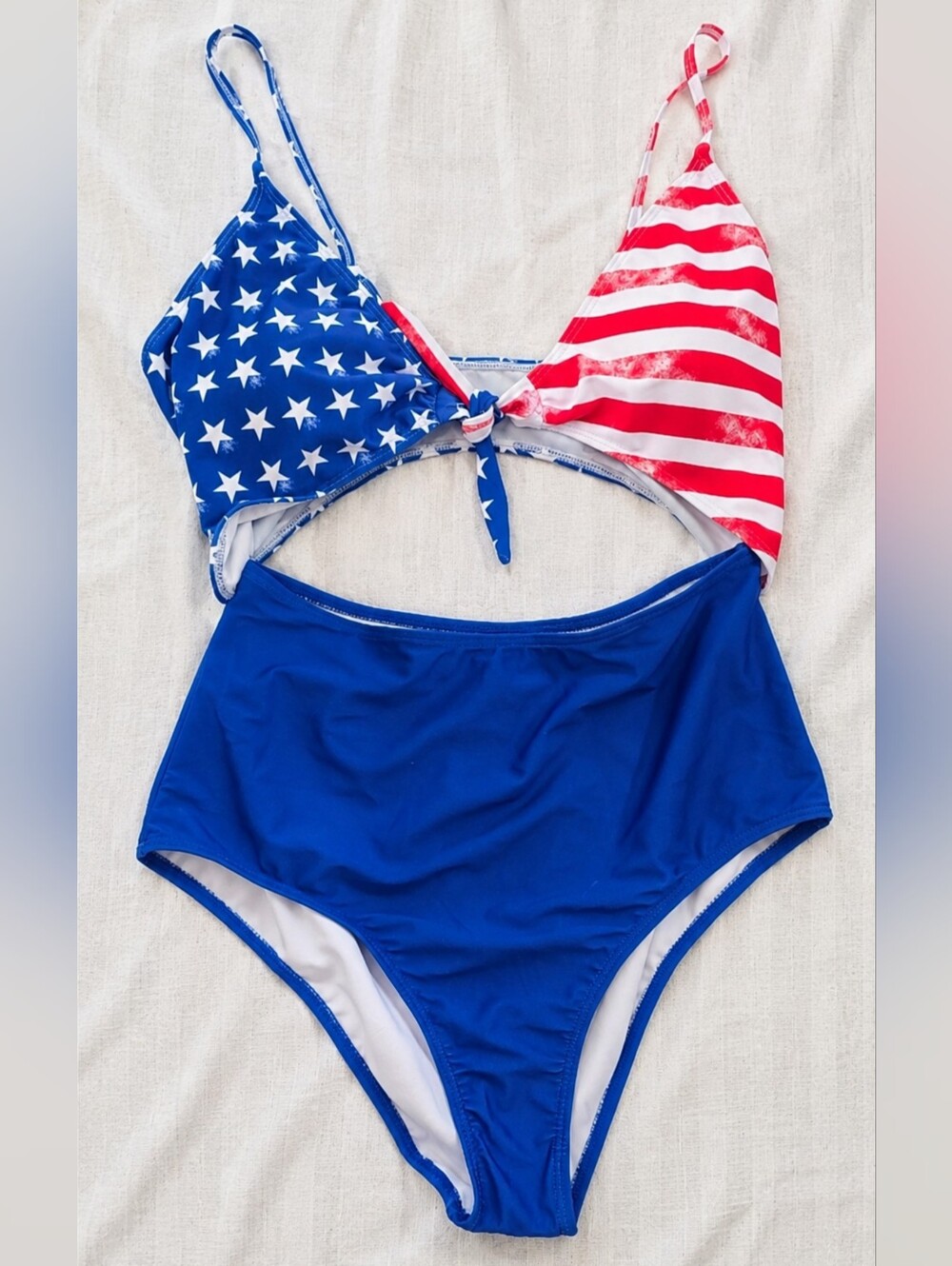 Women's Patriotic American Flag One Piece Swimsuit Size XL